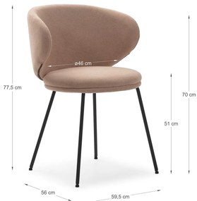 Светлорозови тапицирани трапезни столове в комплект 2 бр. Rush – Marckeric