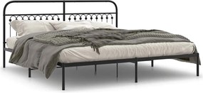 376607 vidaXL Метална рамка за легло с горна табла, черна, 200x200 см