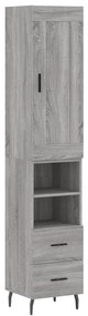 3200279 vidaXL Висок шкаф, сив сонома, 34,5x34x180 см, инженерно дърво