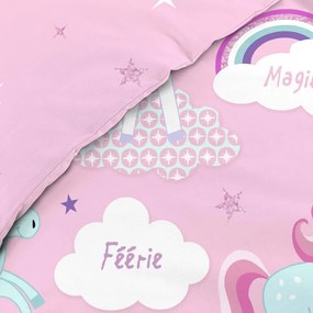 Розово единично памучно детско спално бельо 140x200 cm Licorne – douceur d'intérieur