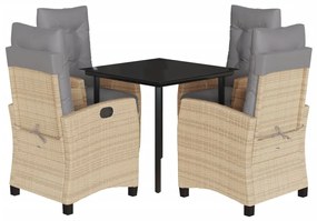 3213024 vidaXL Градински комплект с възглавници 5 части бежов микс полиратан