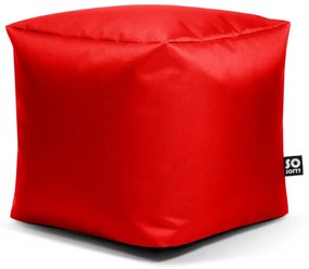 Червен детски пуф от изкуствена кожа Cube M – So Soft?