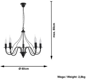 Черна висяща лампа 5 Fiorano - Sollux