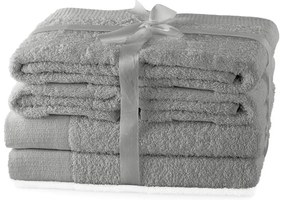 Сиви памучни хавлии и кърпи за баня в комплект от 6 бр. от тери Amari – AmeliaHome