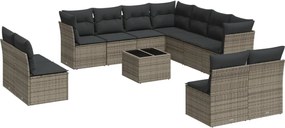 3249669 vidaXL Градински комплект диван с възглавници 12 части сив полиратан