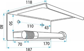 Държач за тоалетна хартия с рафт 39105A ORI Brush Gold