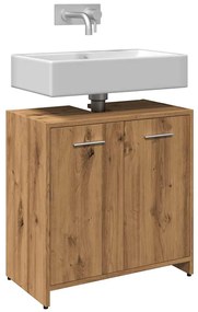 856040 vidaXL Шкаф за мивка за баня, дъб артизан, 60x33x60см, инженерно дърво