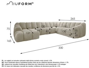 Сив ъглов диван (десен ъгъл/U форма) Shell – Miuform