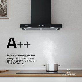 Klarstein Limelight, абсорбатор, 60 см, абсорбаторза стена, 600 m³ / h, черен