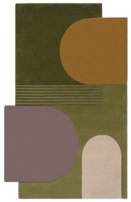 Зелен ръчно изработен вълнен килим 150x240 cm Lozenge – Flair Rugs