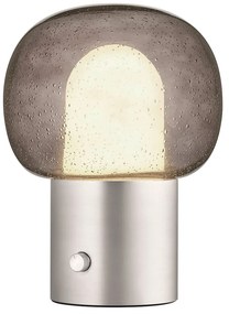 Алуминиева LED настолна лампа в сребрист цвят със стъклен абажур (височина 32 cm) Iris – Blomus