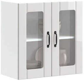 853909 vidaXL Кухненски стенен шкаф със стъклена врата "Lucca" от високо гланцово бяло инженерно дърво