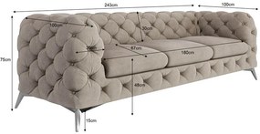 Сиво-бежов кадифен диван 243 cm Chelsea – Ropez