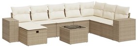 3325744 vidaXL Градински комплект диван с възглавници 9 части бежов полиратан