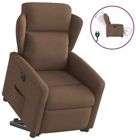 3303158 vidaXL Електрически изправящ реклайнер стол, кафяв, текстил
