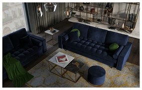 Син кадифен разтегателен диван Santo - Milo Casa