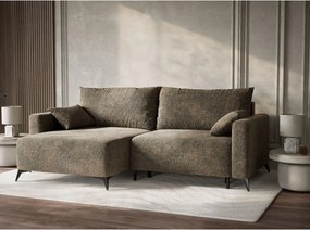 Кафяв шенилов сгъваем/с място за съхранение ъглов диван (ляв ъгъл) Leon – Maison de Rêve