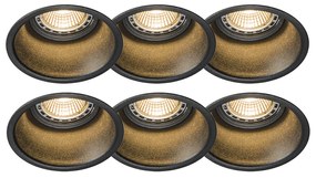 Комплект от 6 модерни вградени прожектори черни - Dept