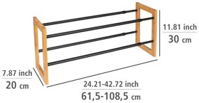 Метален телескопичен шкаф за обувки в черен и естествен цвят Ecori - Wenko