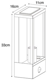 Външна стенна лампа черна със злато и детектор за движение - Rotterdam