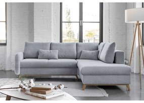 Светлосив ъглов разтегателен диван десен ъгъл Scandic Lagom - Miuform