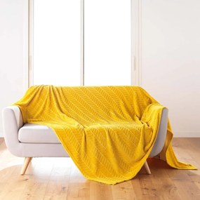 Жълто покривало за легло от микрофланела 180x220 cm Arya – douceur d'intérieur