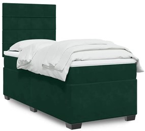 3290765 vidaXL Боксспринг легло с матрак, тъмнозелено, 80x200 см, кадифе