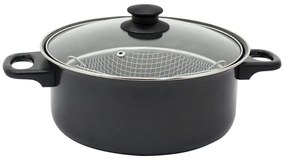 Тенджерa с кошница и капак ESPERANSA ES 1213 F, 24 см, 4.5 л, Незалепващо покритие, Черен