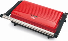 Сандвич тостер Panini Oliver Voltz OV51442R, 1000W, Незалепващи плочи, Отваряне на 180°, Тавичка за мазнина, Червен