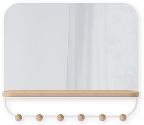 Бяла стенна закачалка от букова дървесина с рафт Estique - Umbra