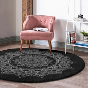 Черен кръгъл килим подходящ за пране и за прахосмукачки роботи ø 100 cm Comfort – Mila Home
