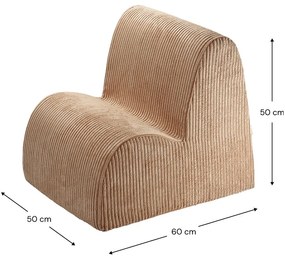 Кафяв детски стол от рипсено кадифе Cloud – Wigiwama