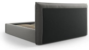 Сиво двойно тапицирано легло с място за съхранение с включена подматрачна рамка 160x200 cm Elio – Milo Casa