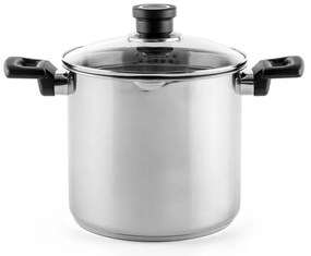 Дълбока тенджера Luigi Ferrero Sophia FR-3407, 20x18 см, 5.6 л, Стомана 18/10, Стъклен капак с отвор за пара, Индукция, Инокс