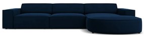 Ъглов диван от синьо кадифе (десен ъгъл) Jodie - Micadoni Home