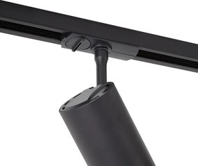 Модерен черен прожектор за 1-фазна релсова система, включващ LED, въртящ се и накланящ се - Iconic Zoom