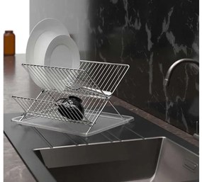 Сгъваем сушилник за съдове ZEPHYR ZP-3000-TX , 2 нива, 36х30х21 см, Хром