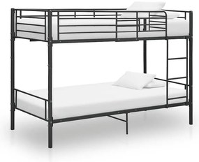287910 vidaXL Двуетажно легло, черно, метал, 90x200 см