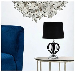 Настолна лампа с текстилен абажур в черно и сребристо (височина 44,5 cm) Darky - Mauro Ferretti