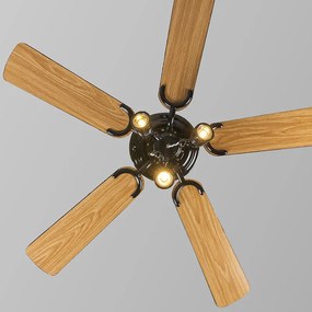 Вентилатор за таван черен 110 см 3 светлини с въже - Mistral