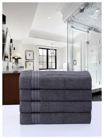 Антрацитни памучни кърпи в комплект от 4 бр. от тери 50x100 cm – Good Morning