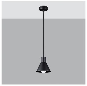 Черна висяща лампа с метален абажур 14x14 cm Martina - Sollux