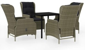 3099650 vidaXL Градински трапезен комплект, 5 части, кафяв
