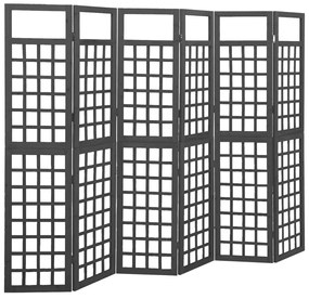 316485 vidaXL Параван за стая, 6 панела, масивна ела, черен, 242,5x180 см