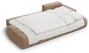 Светлокафяв кадифен сгъваем/с място за съхранение ъглов диван (десен ъгъл) Linz – Cosmopolitan Design