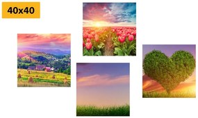 Комплект картини – Природа в пастелни цветове