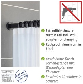 Черен телескопичен стълб за баня, дължина 110-185 см Luz - Wenko