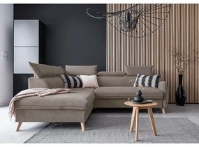 Светлокафяв кадифен ъглов разтегателен диван (ляв ъгъл) Sweet Harmony - Miuform