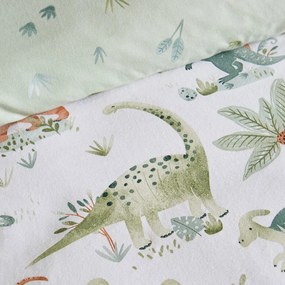 Кремав еластичен единичен фланелен детски чаршаф 90x190 cm Brushed Sleepy Saurus Dino – Catherine Lansfield