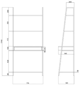 Черна етажерка в дъб 77x175 cm Seaford - Actona